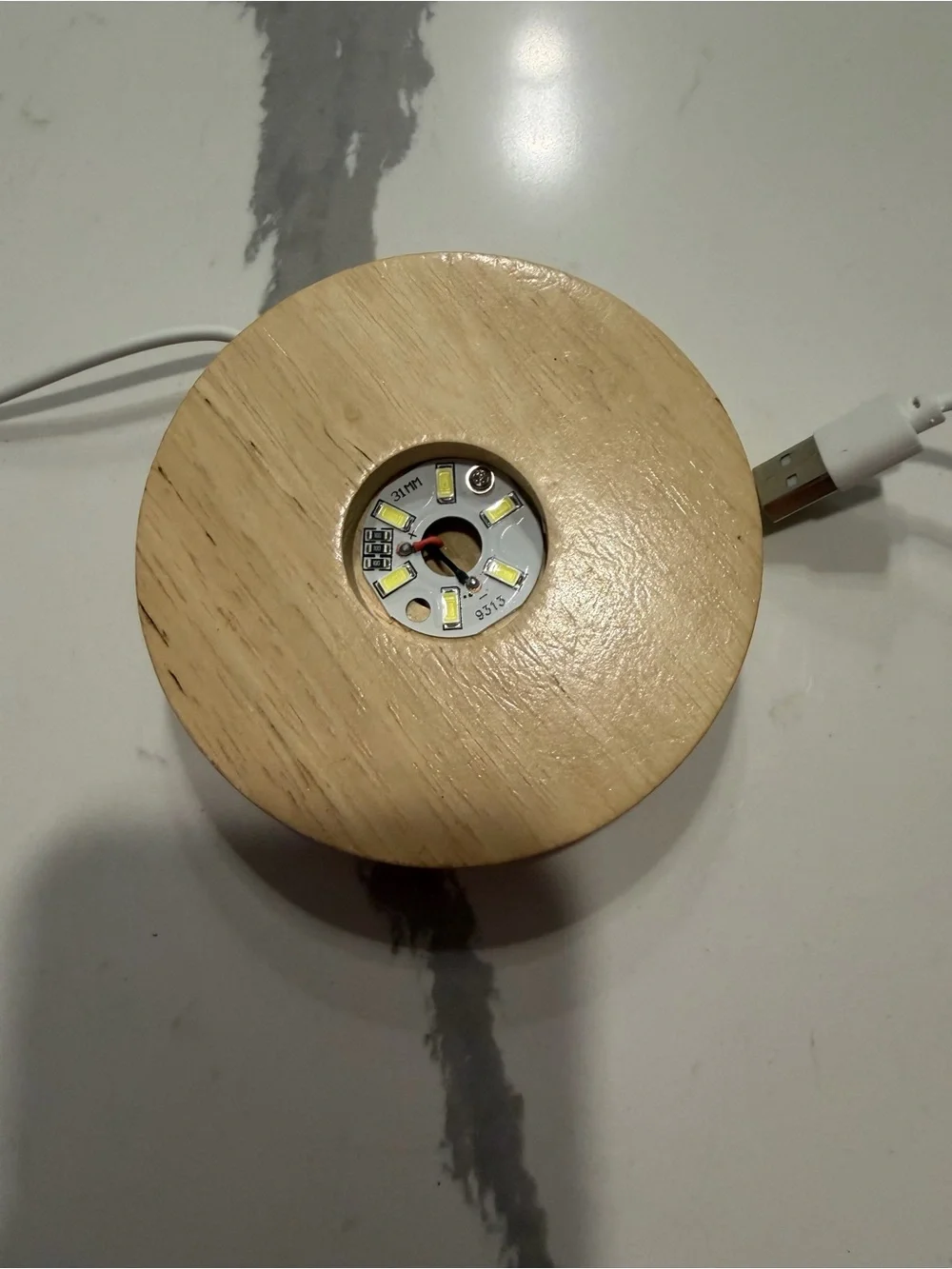 Crystal LED Accent Light - Clear Globe on Wooden Base